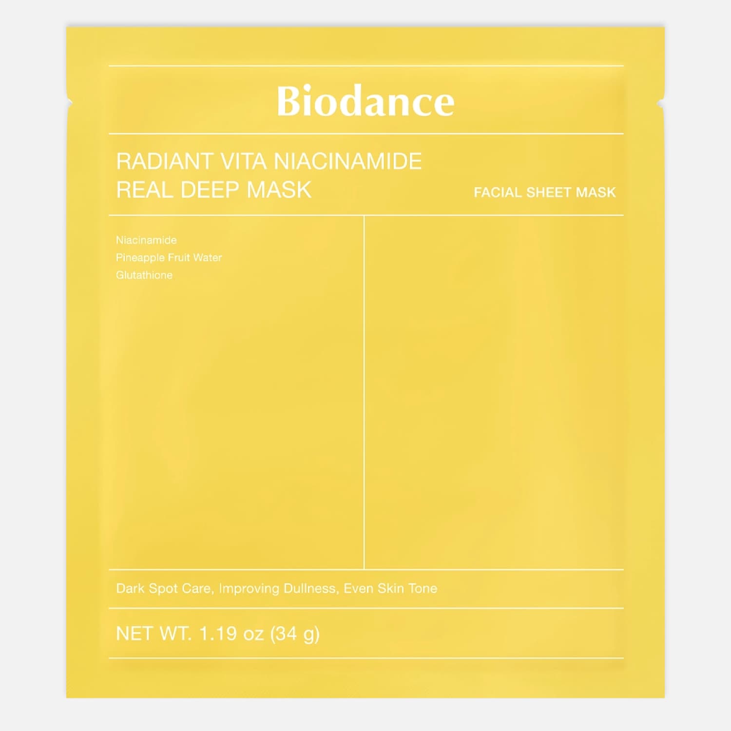 Night hydrogel mask with vitamin C and niacinamide BIODANCE Radiant Vita Niacinamide Real Deep Mask, 1 piece 2