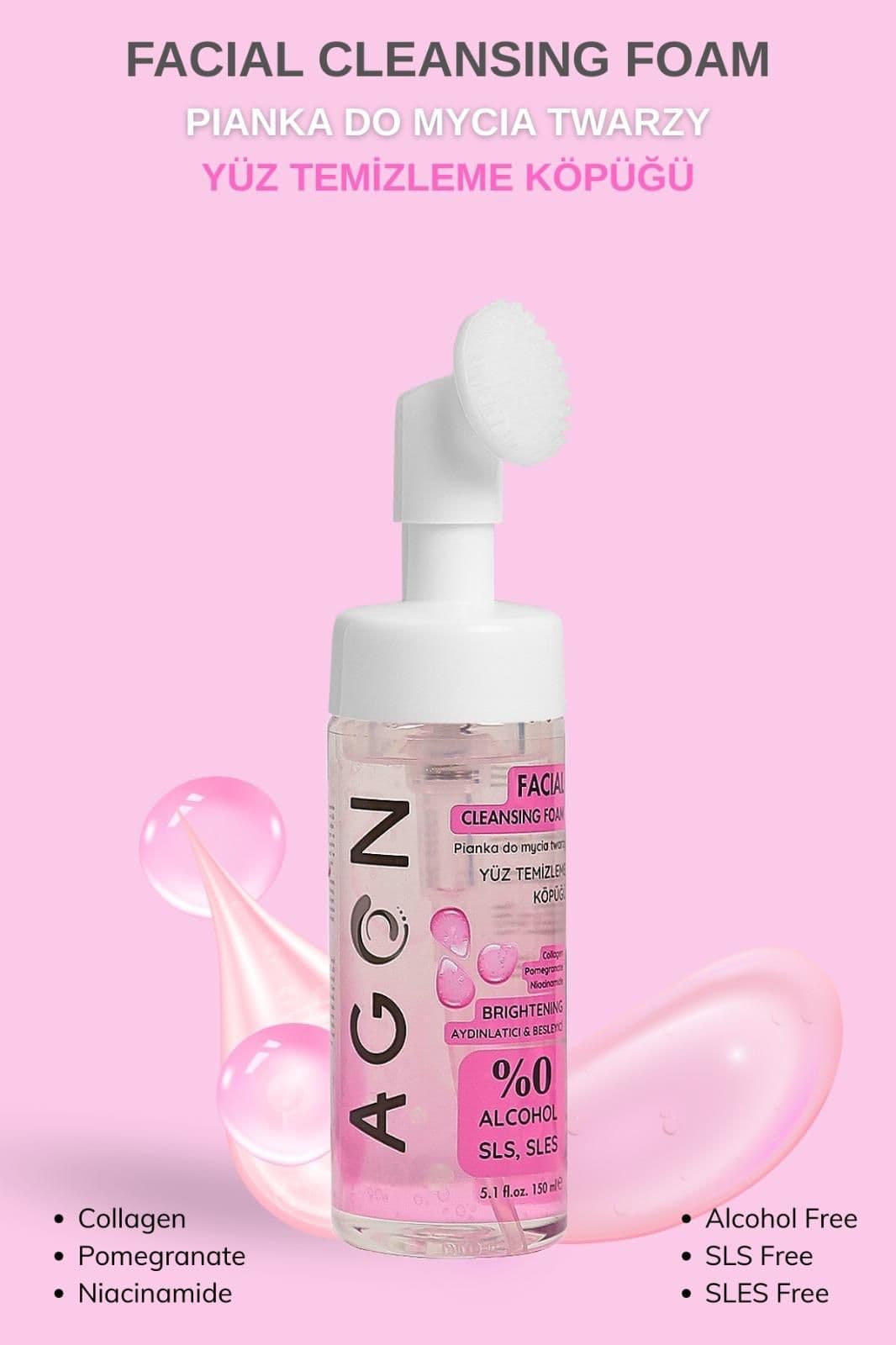 AGON Reinigender Gesichtsschaum mit Kollagen, Granatapfel und Niacinamid 150 ml