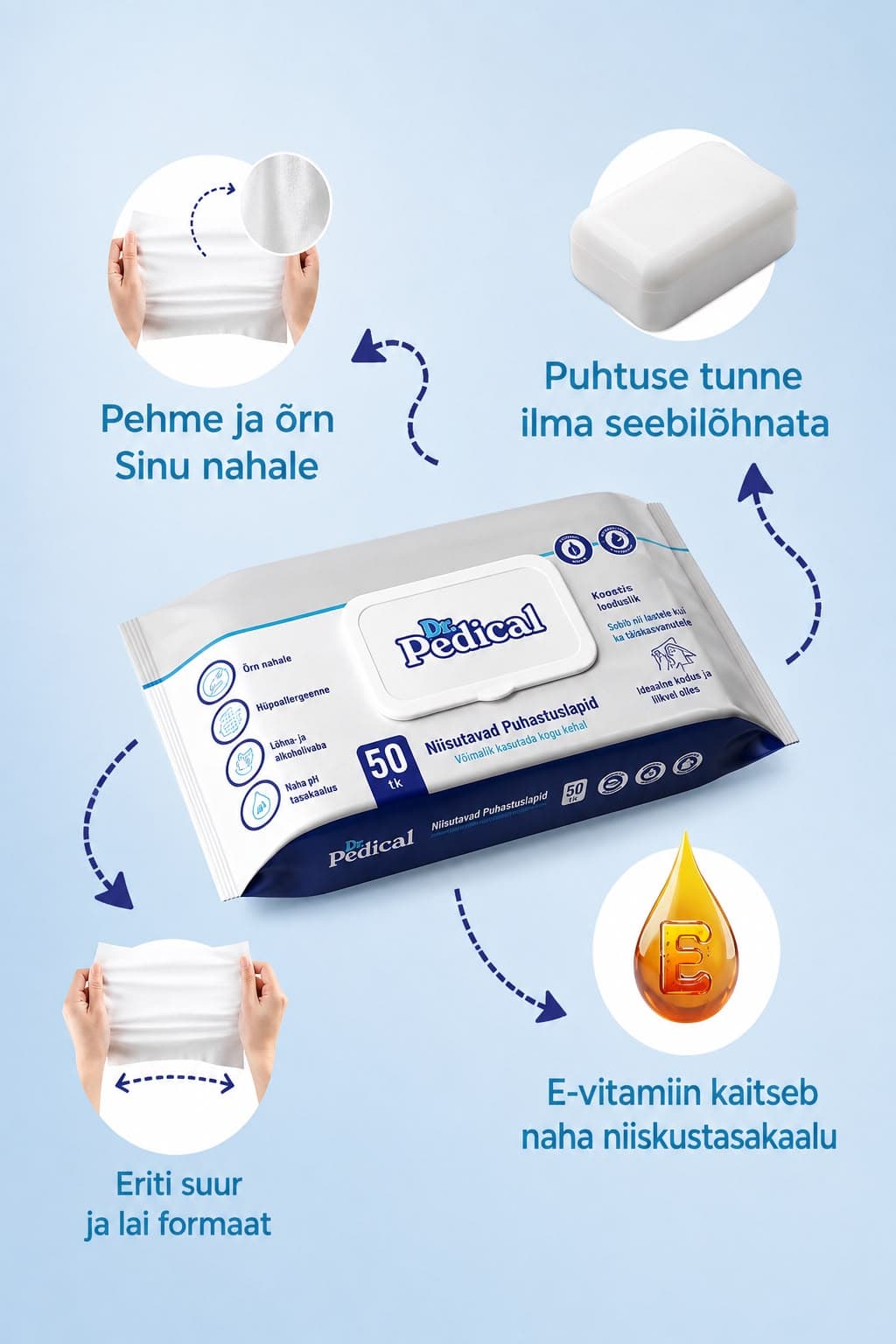 Dr. Pedical niisked salvrätikud kehale (50 tk) 2