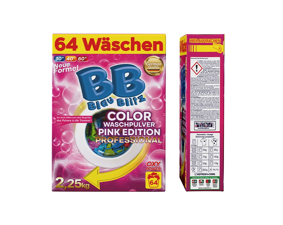 Blau Blitz Color Pink Edition Professional Concentrated Professional Laundry Detergent Powder
