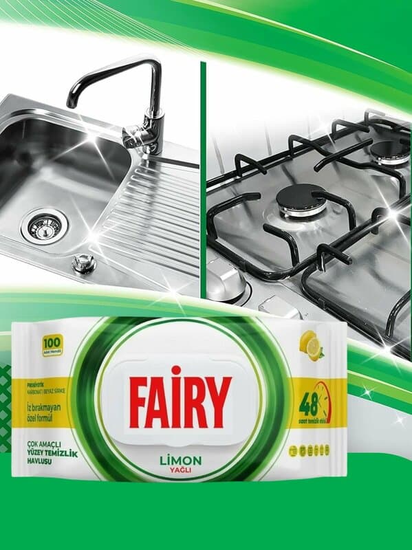 Fairy universelle feuchte Reinigungstücher für alle Oberflächen Fairy Power Wipes Lemon Zitrone 2